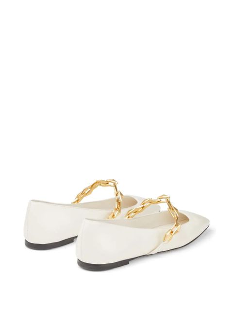Jimmy Choo Diamond Tilda leather ballerina shoes - White