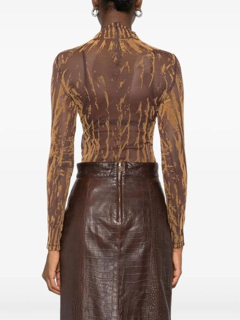 Diesel abstract-print high-neck bodysuit - Brown