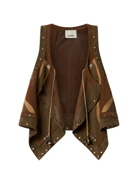 ISABEL MARANT Kelby asymmetrical patchwork vest - Brown - zdjęcie produktu nr 1
