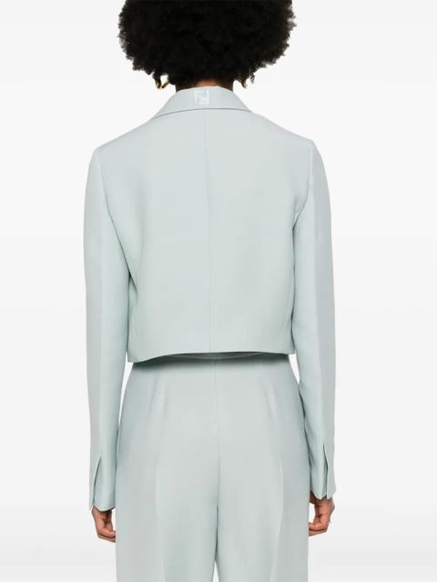 FENDI cropped contrast-panel blazer - Blue