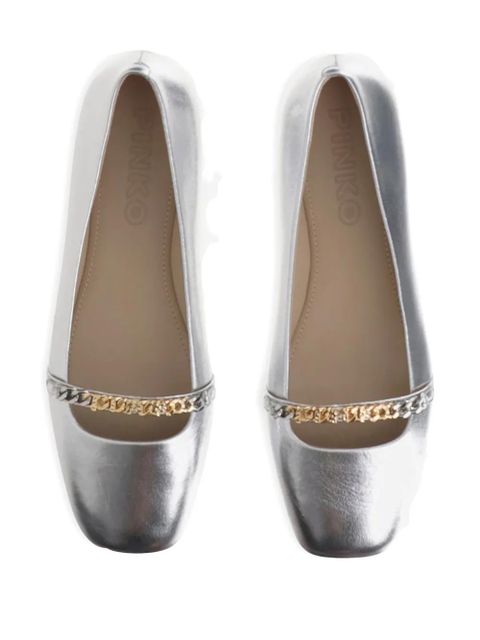 PINKO chain-embellished ballet flats - Grey