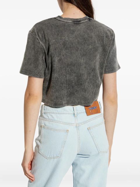 Off-White logo-embroidered ribbed T-shirt - Grey - zdjęcie produktu nr 2