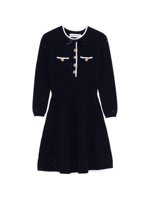 Self-Portrait bow-detail knitted mini dress - Blue - zdjęcie produktu nr 1