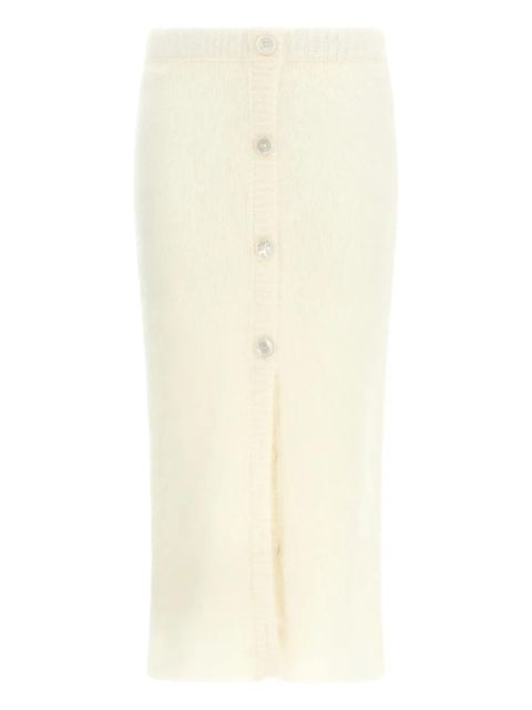 Alessandra Rich Carded mohair-blend midi skirt - Neutrals - zdjęcie produktu nr 1