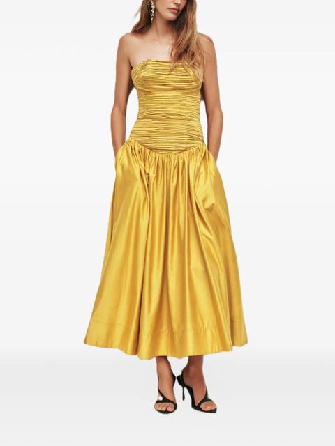 Aje Marigold strapless pocket midi dress - Yellow