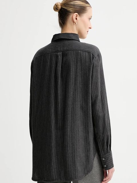 Marc O'Polo koszula bawełniana damska kolor szary regular z kołnierzykiem klasycznym 509117242197