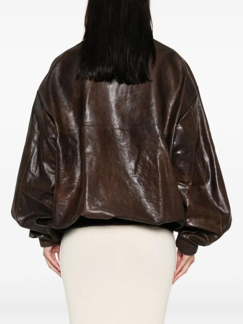 Magda Butrym zip-front leather bomber jacket - Brown