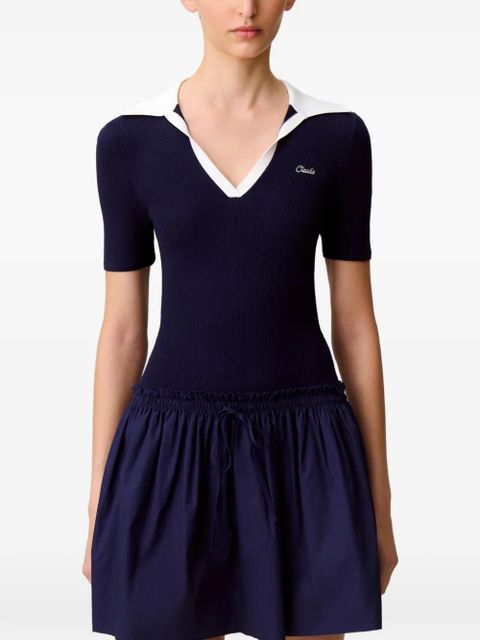 Claudie Pierlot A-line V-neck mini dress - Blue
