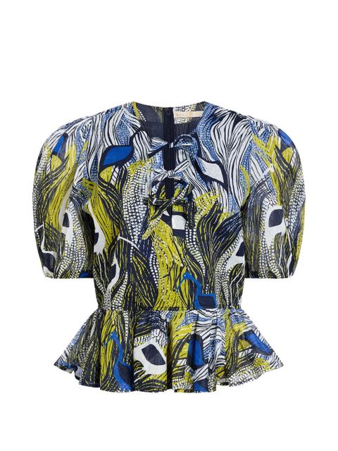 Marie Oliver Estella puff-sleeve peplum blouse - Green - zdjęcie produktu nr 1