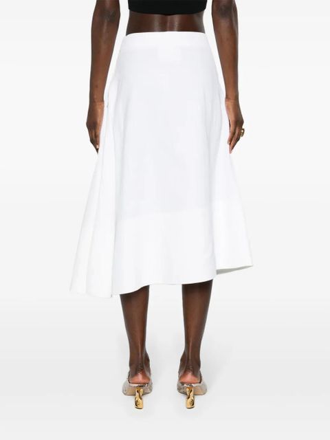 Jil Sander asymmetric linen midi skirt - White