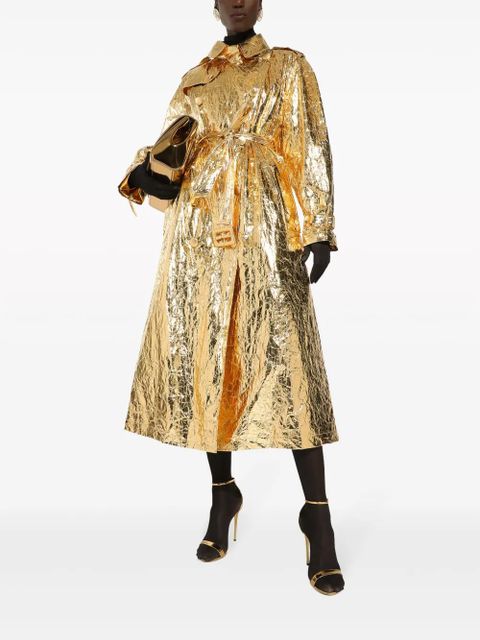 Dolce & Gabbana belted crinkled-patent coat - Gold - zdjęcie produktu nr 2