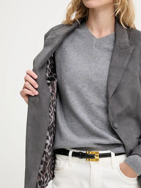 Answear.LAB marynarka kolor szary jednorzędowa gładka