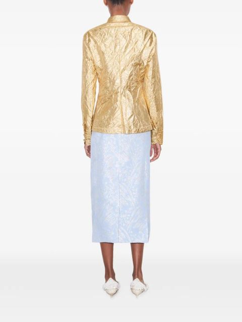 Tory Burch floral-jacquard metallic skirt - Blue