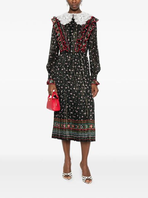Valentino Garavani floral-print midi dress - Black - zdjęcie produktu nr 2