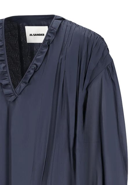 Jil Sander ruffled pleated blouse - Blue