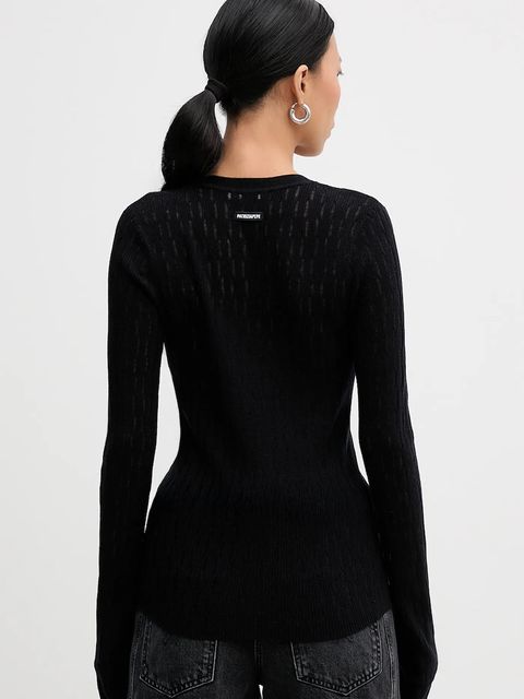 Patrizia Pepe sweter z dodatkiem wełny damski kolor czarny lekki 8K0367 K307 - zdjęcie produktu nr 2
