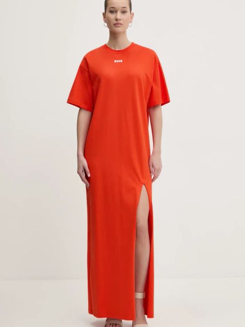 MSGM sukienka kolor czerwony maxi prosta 3841MDA83.257002