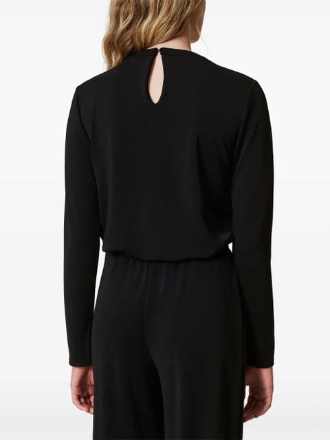 TWINSET drape-detailing jersey blouse - Black