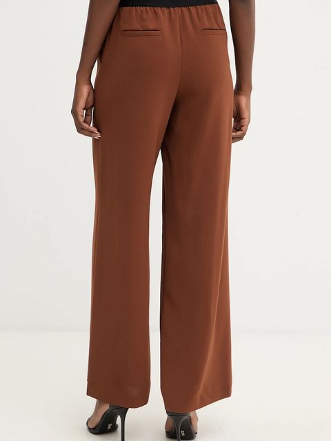 Karl Lagerfeld spodnie damskie kolor brązowy proste high waist B1W10014