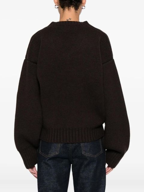 Róhe V-neck ribbed-knit jumper - Brown