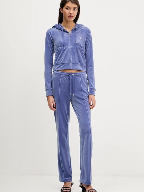 Juicy Couture spodnie dresowe welurowe kolor fioletowy z aplikacją JCWBJ225307 - zdjęcie produktu nr 2
