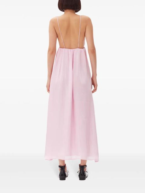 GANNI metallic-effect maxi dress - Pink