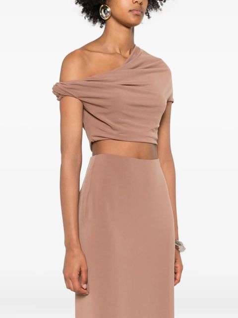 Paris Georgia Ida draped short-sleeve top - Neutrals