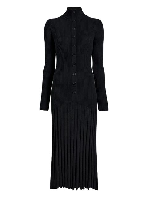 Proenza Schouler ribbed pleated midi day dress - Black - zdjęcie produktu nr 1