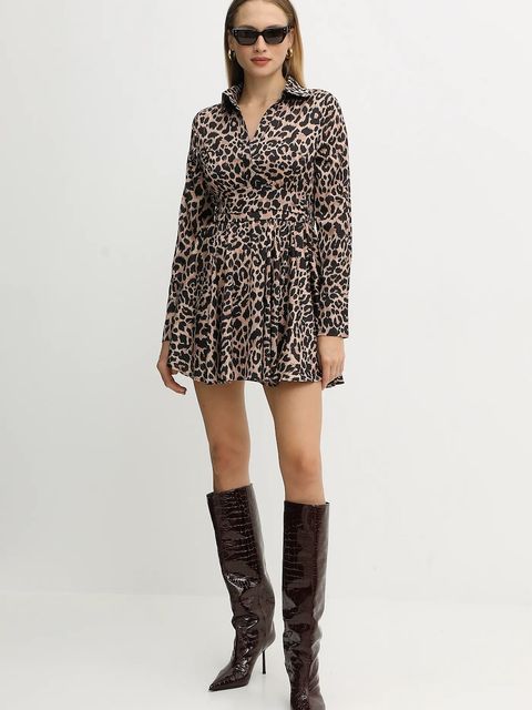 Guess sukienka CONCETTA kolor beżowy mini rozkloszowana W5YK00 WF1T2