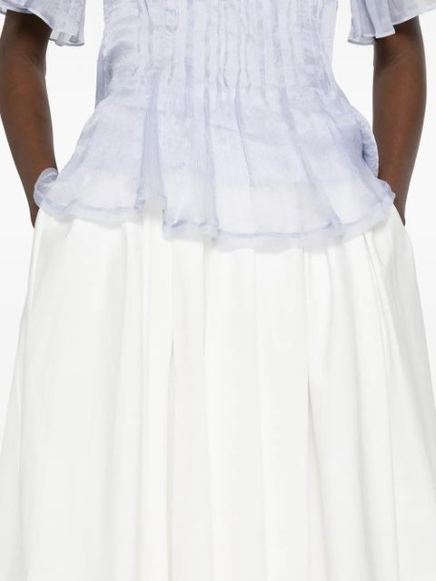 Self-Portrait pleated asymmetrical skirt - White