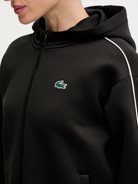 Lacoste bluza damska kolor czarny z kapturem SF8641