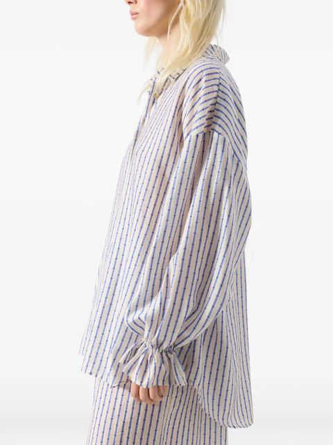 American Vintage Zivow striped ruffled-cuffs shirt - Neutrals