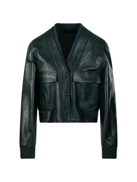 Gucci buttoned leather jacket - Green - zdjęcie produktu nr 1
