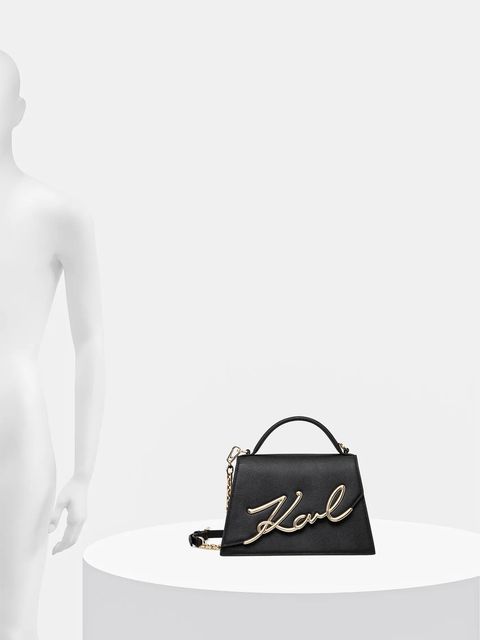 Karl Lagerfeld torebka skórzana K/SIGNATURE kolor czarny A1W30036