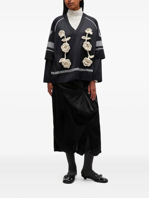 GANNI crocheted-flower jersey top - Black - zdjęcie produktu nr 2