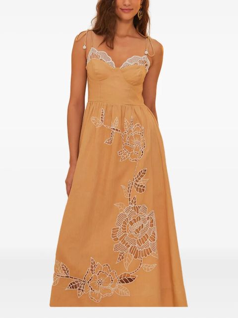 FARM Rio Sand Richelieu embroidered dress - L0029-BEIGE/NATURALS - zdjęcie produktu nr 1