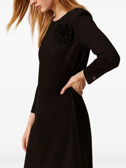 TWINSET floral-brooch mini dress - Black
