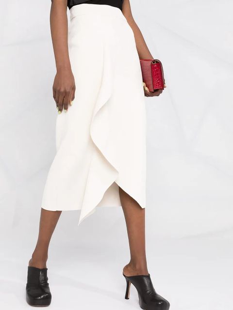 Alexander McQueen draped high-waisted pencil skirt - White