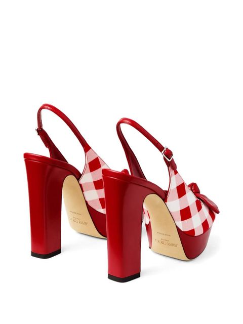 Jimmy Choo bow checked sandals - Red