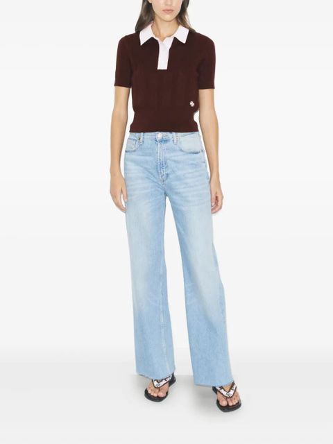 Tory Burch Pointelle polo sweater - Brown