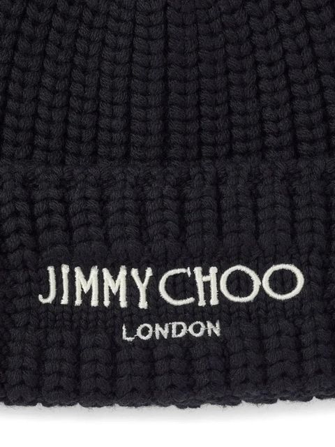 Jimmy Choo logo-embroidered ribbed-knit beanie - Black - zdjęcie produktu nr 2