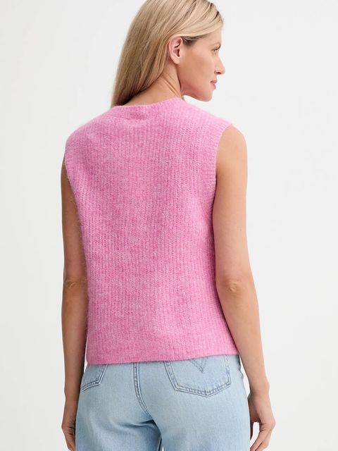 American Vintage kamizelka z domieszką wełny damski kolor różowy lekki EAST19MC