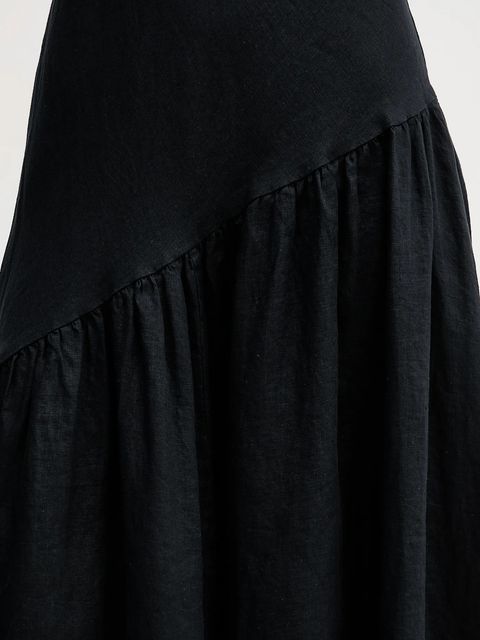 Dkny sukienka lniana kolor czarny midi rozkloszowana P5JNCD88