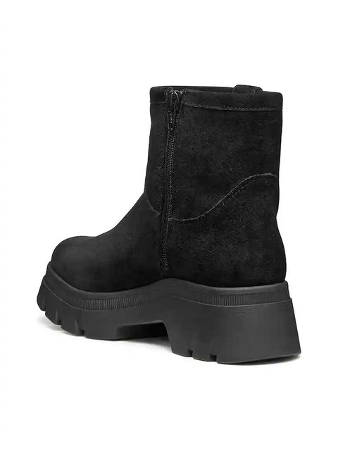 Geox botki zamszowe D PLUETTE damskie kolor czarny na platformie lekko ocieplone D565MA 00022 C9999