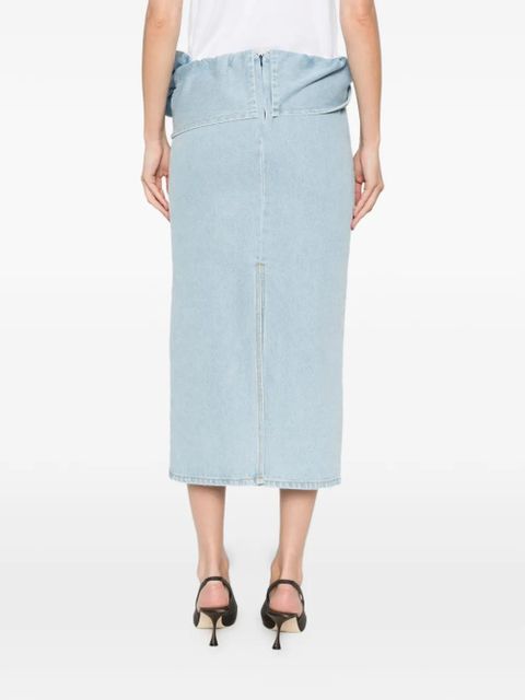 Magda Butrym rose-detail midi skirt - Blue