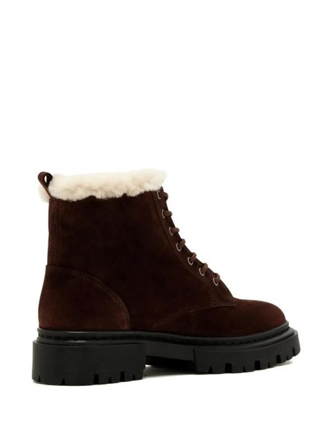 STAUD Henry shearling lace-up boots - Brown