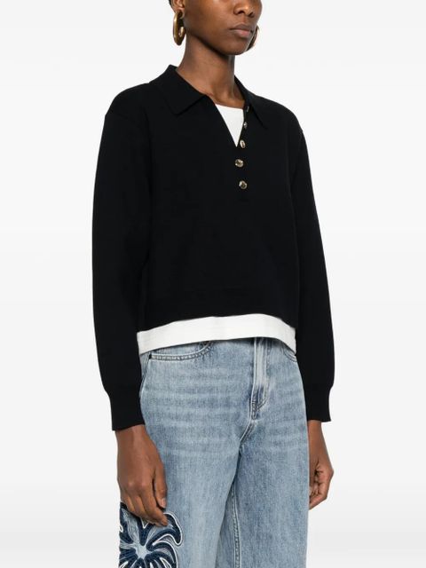 SANDRO polo-collar button-embellishment sweater - Blue - zdjęcie produktu nr 2