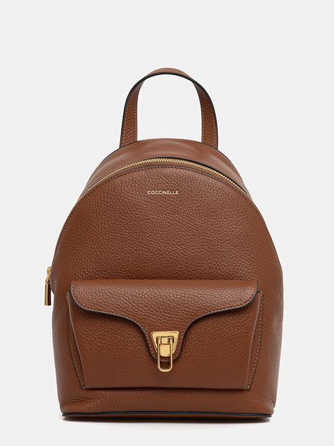 Coccinelle plecak skórzany damski kolor brązowy mały gładki E1.TFK.14.01.01 - zdjęcie produktu nr 1