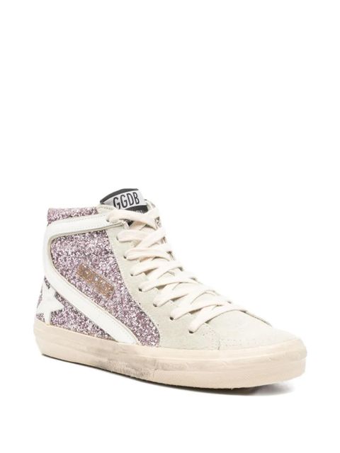 Golden Goose glitter-panel high-top sneakers - Pink