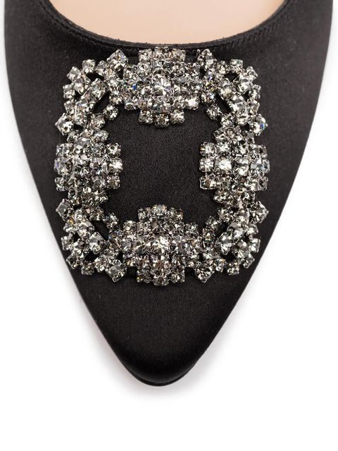 Manolo Blahnik 105mm Hangisi satin pumps - Black